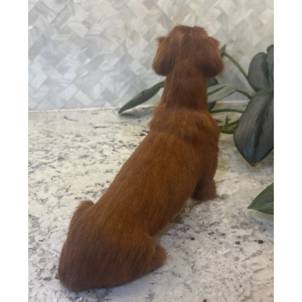 Vintage Real Fur Dog Miniature DACHSHUND Life like Soft Red‎ collectible
